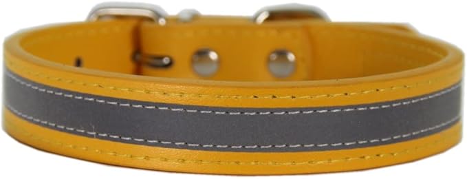 Anti lost Leather Luminous Collar Pet Collar Reflective Belt Pet Accessories 2pcs gold L 2.5cm*50cm Neck 35cm 45cm