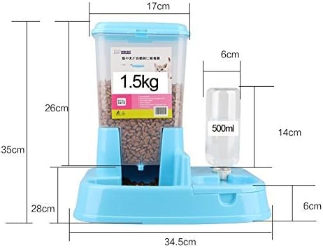 Pethouzz Dual Port Pet Dog Cat Bowl,Removable pet Food Water Feeder with Automatic Water Bottle for Dogs Cats