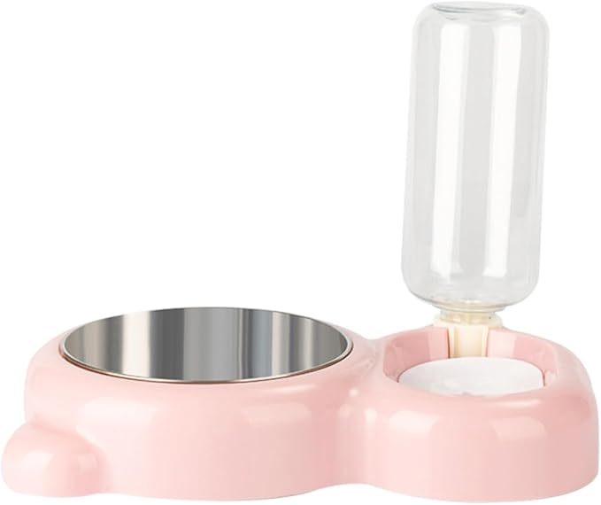 Cat and Dog Pet Feeder Stainless Steel Double Bowl Water Bowl Auto Refill Non- Material