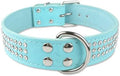 Dog Collar Leather Large Dog Collars Sparkly Crystal Diamonds Studded Pet Collar for Medium Large Dogs Red Pink Black Blue L