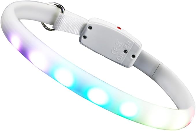 TOYANDONA LED Dog Collar USB Rechargeable Waterproof Pet Collar Glowing Safety Light for Night Walking