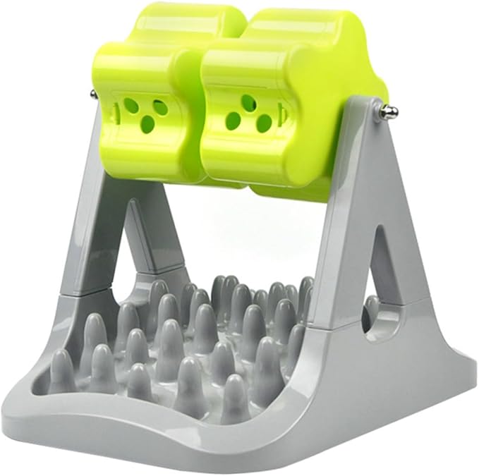 1piece Dog Automatic Food Dispenser Slow Feeder Dog Bowl for Healthy Eating Choking Design Material Grey and Green for Puppies and