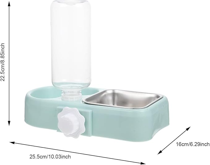 Beaupretty Automatic Refill Hanging Dog Bowl and Cat Water Feeder, Dual Anti-Spill Pet Bowls Blue Plastic Construction for Kennels and Cages, Suitable for Puppies and Cats