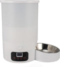 Dog Cat Automatic Feeder Visible Bucket Automatic Pet Feeder Stainless Steel Key Control for Home (White Single Bowl)