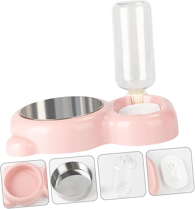 Happyyami Dual Use Pet Feeder Bowl Dog Food and Water Bowl for Cats and Dogs Automatic Refill Easy Keeping Pet Food Fresh