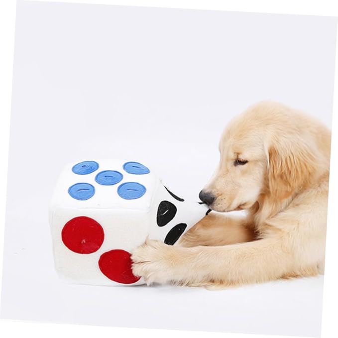 Creative Dice Design Dog Plush for Training and Sniffing White Interactive Enrichment with Invisible Zipper Soft Material for Puppies and Dogs