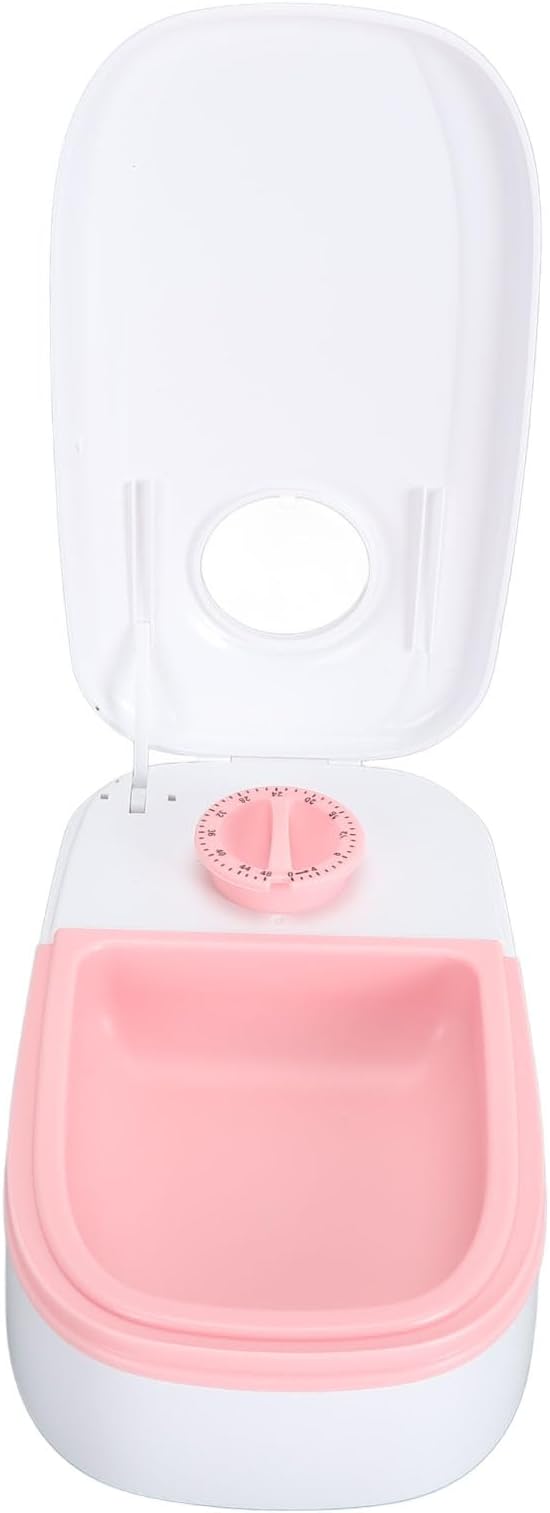 Detachable Automatic Pet Feeder Rotating Buckle Cat Food Dispenser for CatsDogs WetDry Food Ice Bags 9.4x5.5x3.0in (Pink)
