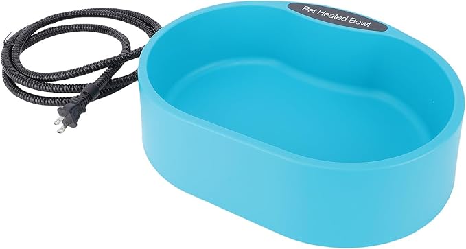 Asixxsix Heated Water Bowl, 3.7L Outdoor Anti Freeze Automatic Pet Waterer with Anti Chew Cord for Dogs Cats Chickens in Winter (US Plug 110-120V)