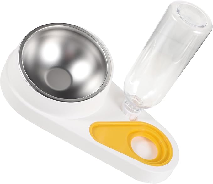 Automatic Pet Feeder and Water Bowl for Small Dogs and Cats, Detachable Anti-Fall Dog Cage Food Bowl, White Pet Feeding and Watering Supply for Puppies and Cats