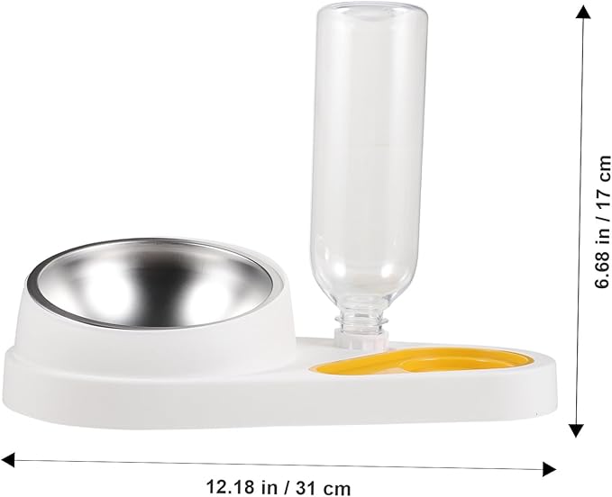 Automatic Pet Feeder and Water Dispenser Bowl, White Plastic Dog Feeder with Anti-Spill Design, Suitable for Small Dogs and Cats, for Home Feeding and Travel Use