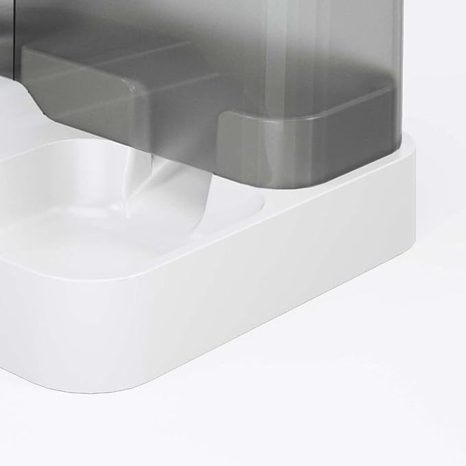 Automatic Dog Water Food Feeder, One Piece Design, Wet and Dry Separation with Transparent Window Large Capacity for Short Term Travel, Pet Water Food Dispenser (Gray)