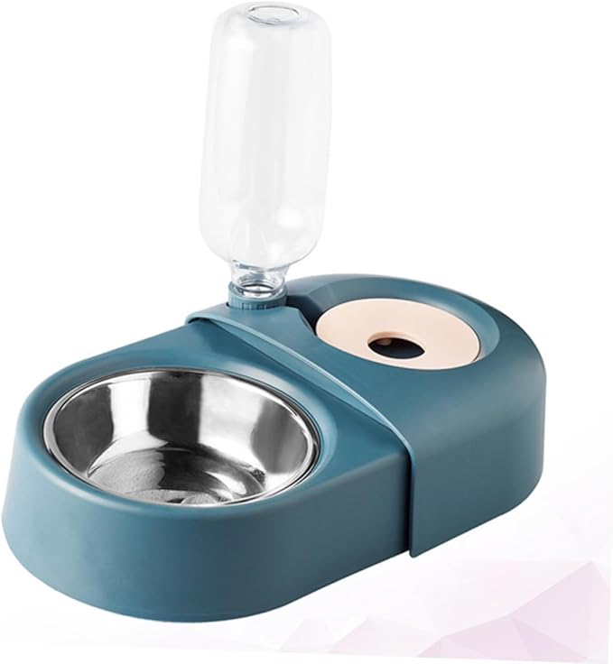 Automatic Dog Feeder and Water Bowl, Spill-Proof Blue Pet Feeding Basin, Sturdy Pet Food and Water Dispenser for Dogs and Cats