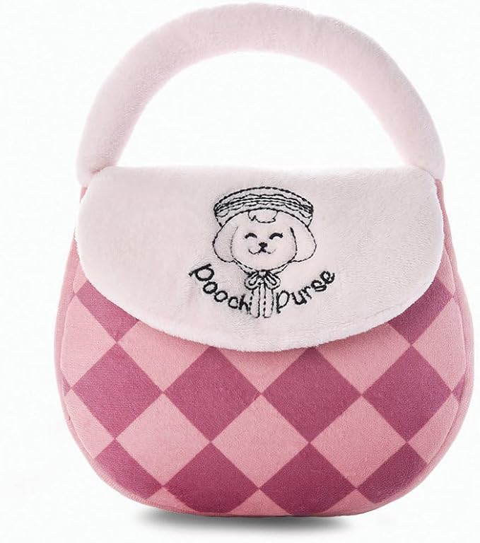 HugSmart Pet Woof Love Handbag Dog Toy, 9.4-Inch, Plush, Pink