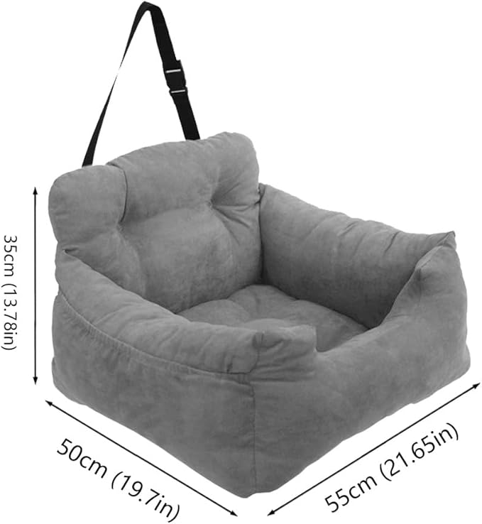 Dog Car Seat, Safe Cozy Travel Bed Carrier with Clip-On Leash, Storage Pockets, Water-Resistant & Machine Washable for Puppies(Light Gray 1 Seat)