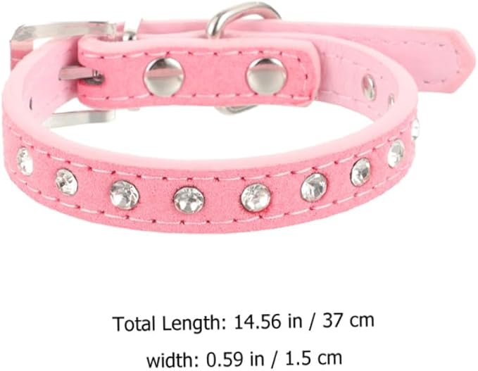 Adjustable Rhinestone Dog Collar for Small Dogs, Pu Leather Puppy Collar with Floral Design, 37x1.5cm Comfortable Pet Necklace for Daily Use
