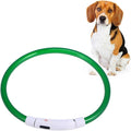 Led Night Pet Dog Collar Green USB Rechargeable Flashing Light for Safety Warning