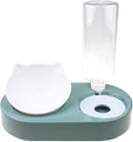 Dog Bowl with Stand Automatic Water Storage Dispenser Pet Cat Food 2-in-1 Splash-Proof Container Elevated Removable(Green)