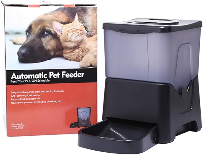 Pet Automatic Feeder Dog and Cat Intelligent Timing Feeder LED Clock Display Leaker 10L Large Capacity Portable