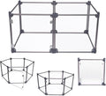 Front Row Foldable Dog Playpen – Durable and Portable Puppy Playpen for Exercise, Rest & Play – Clear Fence Panels with Aluminum Rods and Crate for Dogs and Other Small Pets (Charcoal, 6-Panel)
