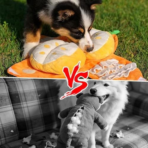 Orange Hide and Seek Plush Dog Toy, Interactive Squeaky Puzzle Toy with Hidden Pockets & Crinkle Paper, Watermelon Snuffle Mat for Small Medium Dogs Boredom Nosework (Watermelon 2PCS)