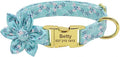 Custom Flower Dog Collar Nylon Floral Printed Pet Dog Collars Personalized Puppy Collar for Small Medium Large Dogs Cat Pitbull 151 Green M