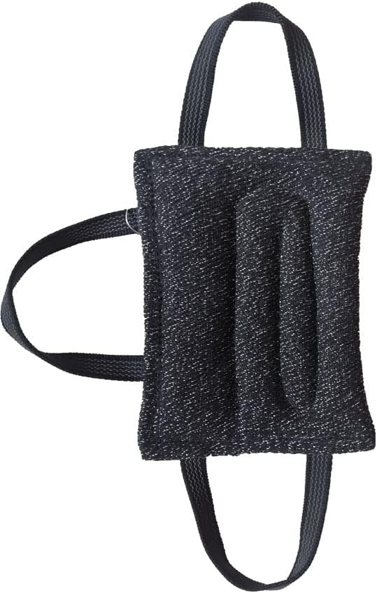 Tealover Dog Training Bite Tug Toy with 3 Handles Jute Bite Pillow,Black