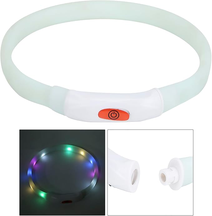 Restokki Multifunction LED Marquee Pet Adjustable Safety Rechargeable Anti Lost Collar USB Charging for Cat Small Dog