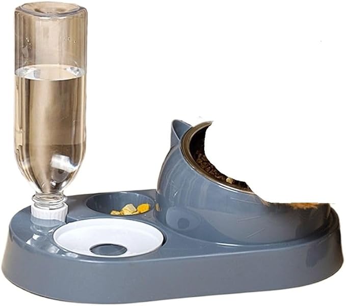2-in-1 Water Dispenser Automatic Storage Pet Dog Food Container with Waterer Feeder(-Milk Yellow)