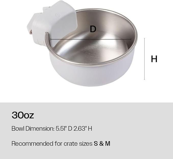 DIGGS Crate Bowl for Dogs - Clip on Pet Bowl for Water & Food - Puppy Training Necessities - Spill-Resistant, Universal Dog Crate Accessories (38oz.)