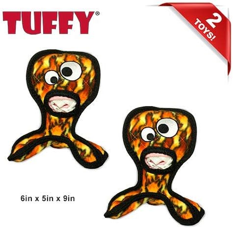 TUFFY® - World's Tuffest Soft Dog Toy - Alien - Multiple Layers. Made Durable, Strong & Tough. Interactive Play (Tug, Toss & Fetch). Machine Washable & Floats. (G3 Fire, Large 2 Pack)