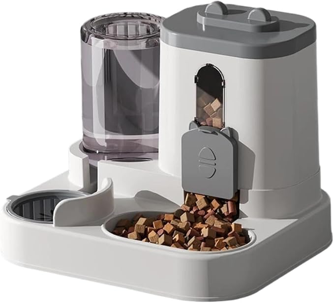 2-in-1 Gravity Pet Feeder & Water Dispenser, Automatic Food Water Bowl for Cats Small Dogs(Small)