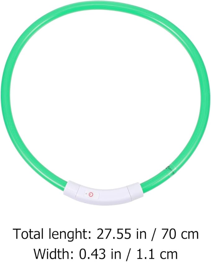 Veemoon USB Rechargeable LED Pet Collar 70cm Green Luminous Fiber Optic Dog Collar for Night Walking Safety