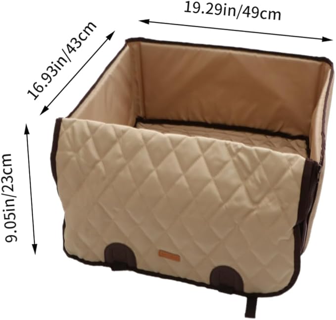 STOBOK Small Dog Car Seat Dog Booster Seat Breathable Travel Carrier Cage Folding Soft Elevated Pet Bed Cushion for Auto Small Medium Pets Beige