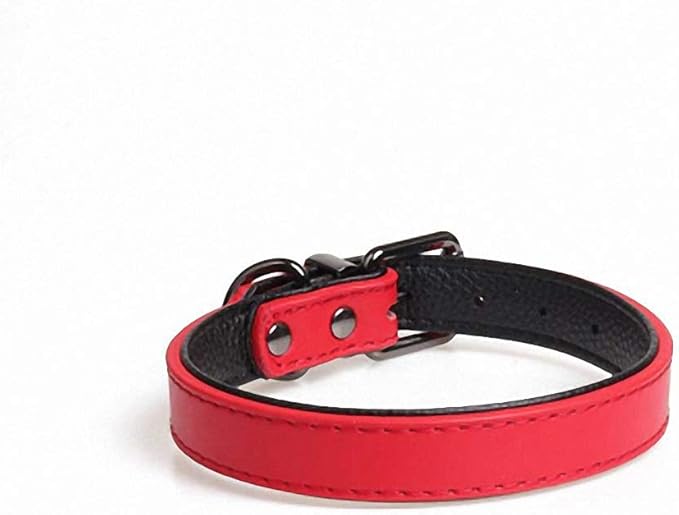 Dog Collar Necklace Leather Durable Collar Double Layer Double Color Puppy Pet Cat Collars Red M