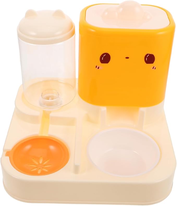 TOYANDONA Dual Pet Feeder Bowls Automatic Dog Cat Feeder Water Fountain Whisker-Friendly Cat Food Bowl Sturdy Base Space-Saving Design