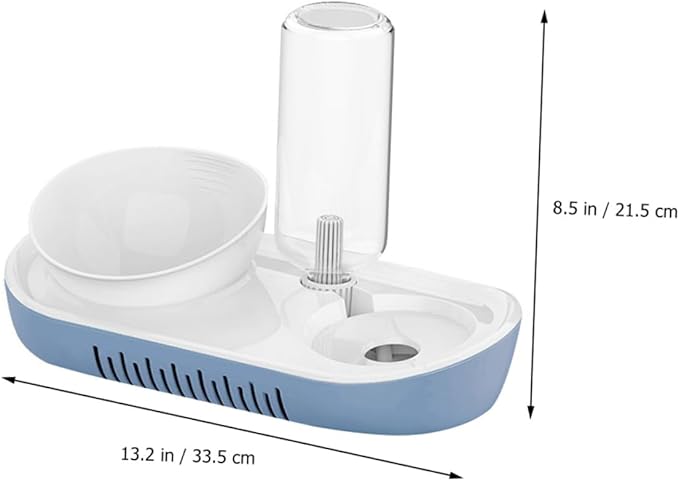 1set Automatic Gravity Pet Water Dispenser Food Bowl for Cats and Small Dogs Non-Skid Base Material Easy to Comfortable Feeding Height Nordic Blue Design