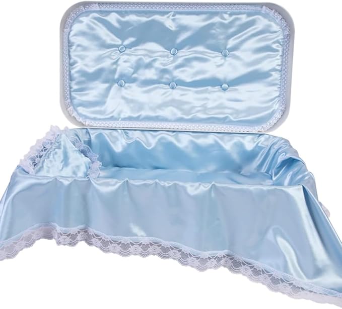 Pet Memory Shop Elegance Series Pet Casket, Safe, Durable & Elegant Memorial Burial Box for Dogs, Cats and Pets, Thoughtful Pet Loss Gift, Ideal for Honoring Your Pet’s Memory (Small – White/Blue)