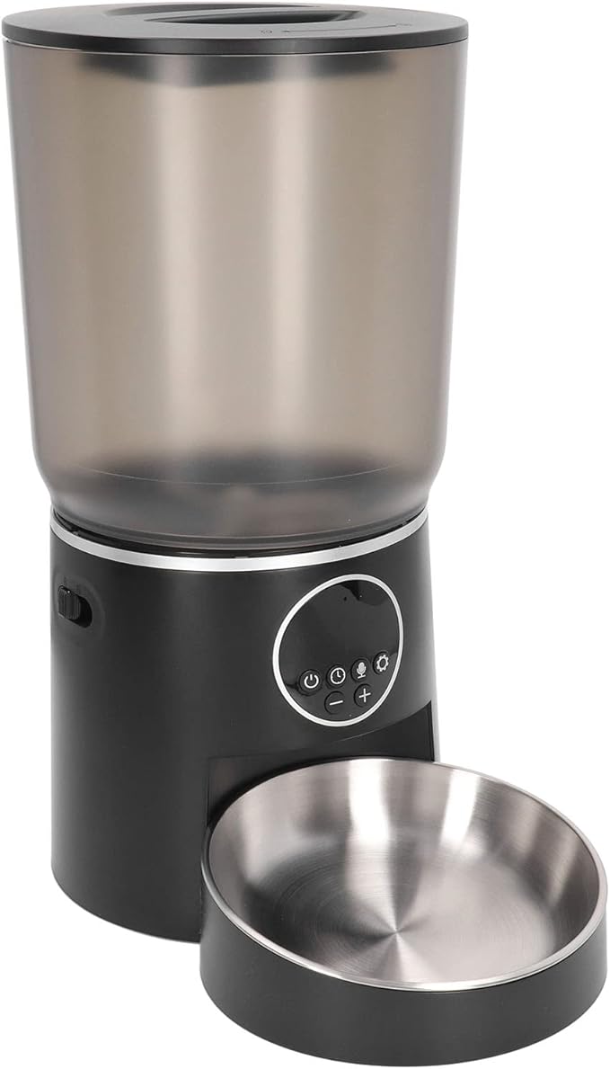 Automatic Cat Dog Feeder, 5L Capacity Automatic Pet Feeders Stylish Design with Timed Rationing & Recording, Support Dual Power for Cats Dogs (Button)