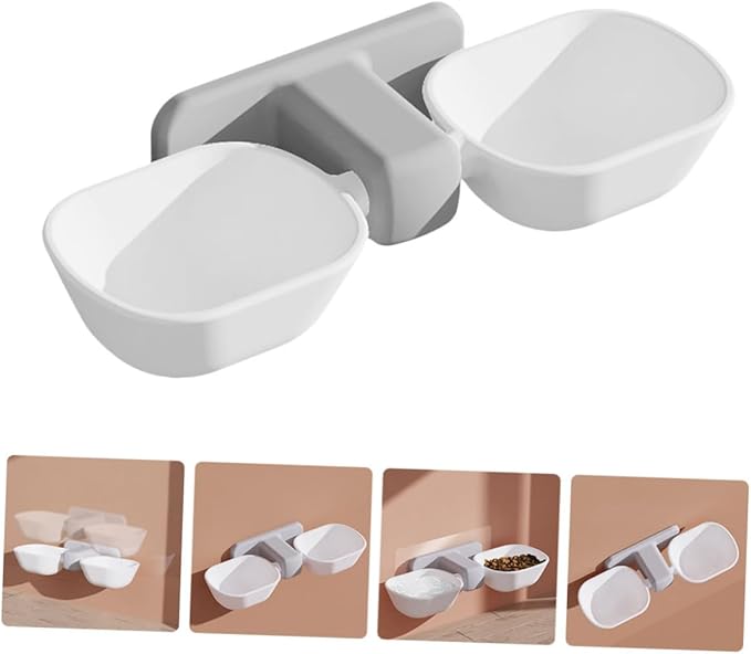1pc Wall-Mounted Pet Hanging Bowl Removable Double Feeder for Cats and Dogs Space-Saving Design Food Storage Capacity Automatic Water and Food Dispenser