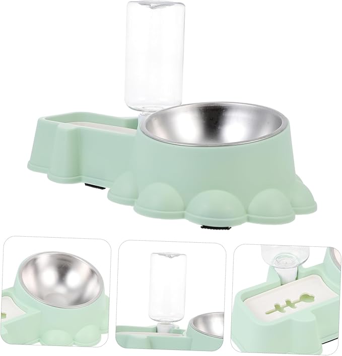 Hemoton Stainless Steel Dog Bowl Pet Feeder Stand Auto Water Dispenser for Busy Pet Owners