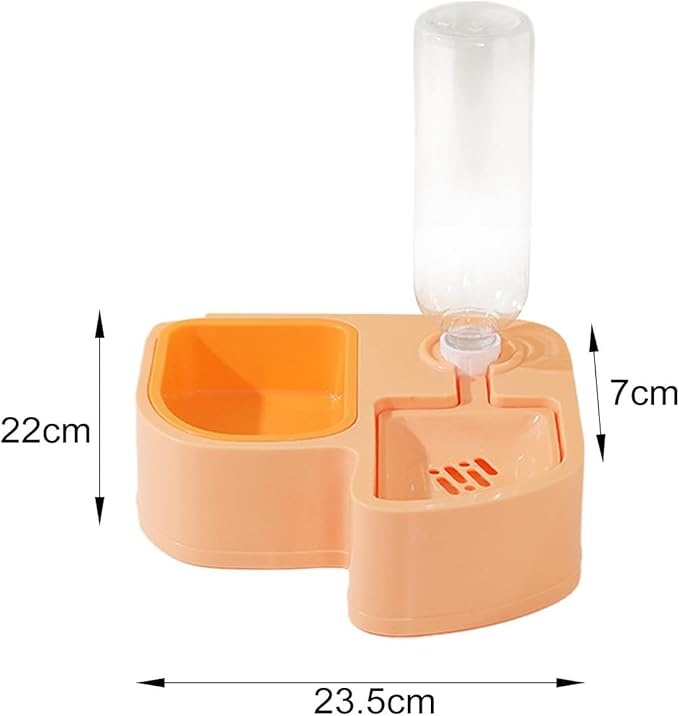 Double Dog Cat Bowls, Pet Water and Food Bowl Set Anti Slip Durable Automatic Water Dispenser for Food and Water Kitten Kitty Squirrel Puppy, Orange