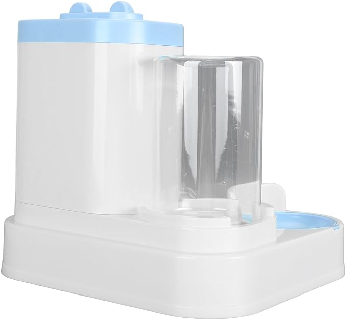 2 in 1 Pet Feeder and Water Dispenser Large Capacity, Easy to Clean, Transparent Food and Water Station for Cats and Dogs (Blue)