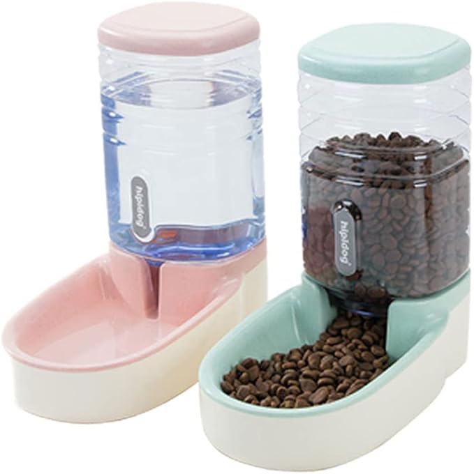 Pet Automatic Feeder Water Feeder Dog&Cat 3.8L 1pc (,Pink Feeder)
