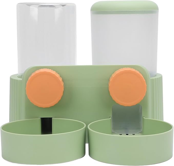 Fabater Automatic Dog Feeder, Space Saving Hanging Design Smart Feeding Schedule Automatic Cat Feeder, Pet Water Dispenser with Dual Bowl System for Small and Medium Dogs Cats (Green)