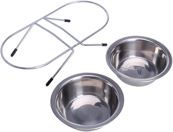 Pet Automatic Feeder + Waterer for Cat Stainless Steel Bowl Anti-Leak Water Fountain 2 in 1 Pet Tableware Dog Water Feed
