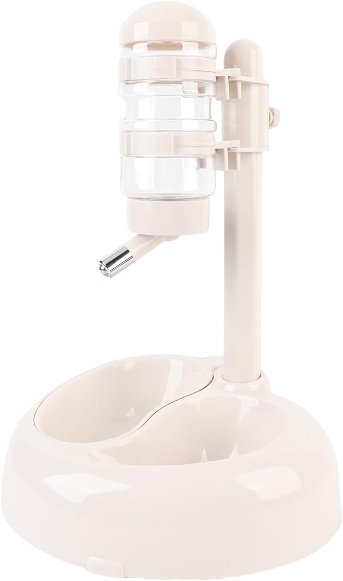 Asixxsix Pet Standing Water Dispenser, Height Adjustable Automatic Water Feeder Food Feeder Bowl, Dog Water Bottle Dispenser Food Bowl, Dog Cat Feeding Water Bowl Set (Beige)