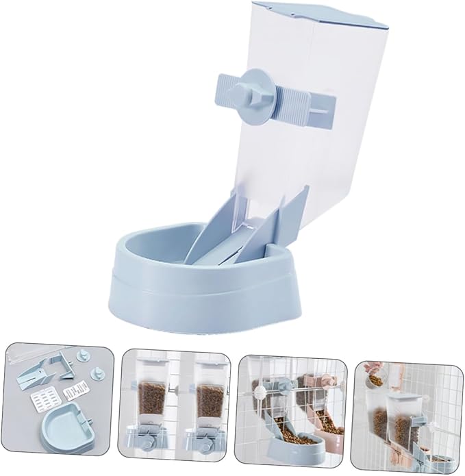 VALICLUD 2l Automatic Hanging Pet Feeder and Food Dispenser for Dogs and Puppies, Sky, Cage-Mounted Puppy Bowl for Indoor Kennel Use