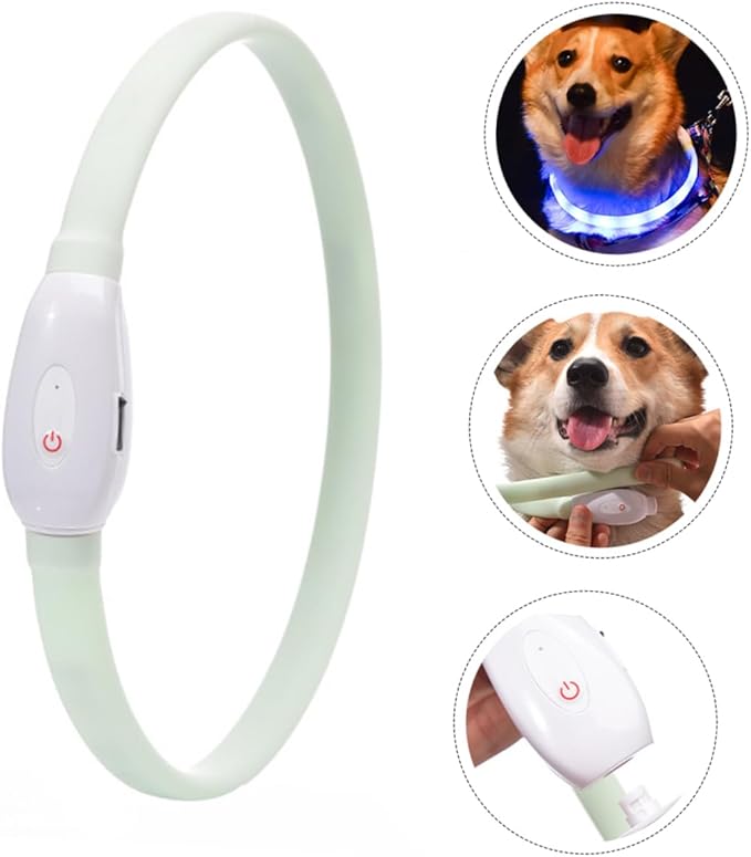 USB Rechargeable LED Pet Collar Durable Glowing Night Collar Wear Resistant and Skin Friendly Material for Visible Nighttime Walks