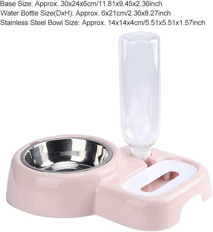 Automatic Pet Feeder & Water Bowl for Dogs Cats | Dual - Function Food & Water | Removable Baffle & Siphon Design | Adjustable Height | Easy Maintain Stainless Steel