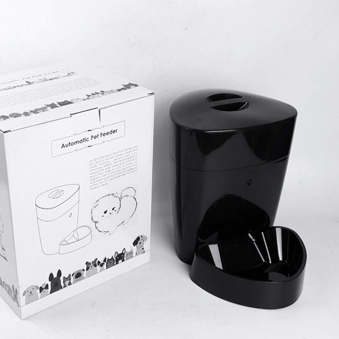 Black Remote Mobile Phone Control pet Dog cat Intelligent Automatic Feeder 4L Large Capacity Feeding Machine Bowl Timing quantitative Dual Power Supply